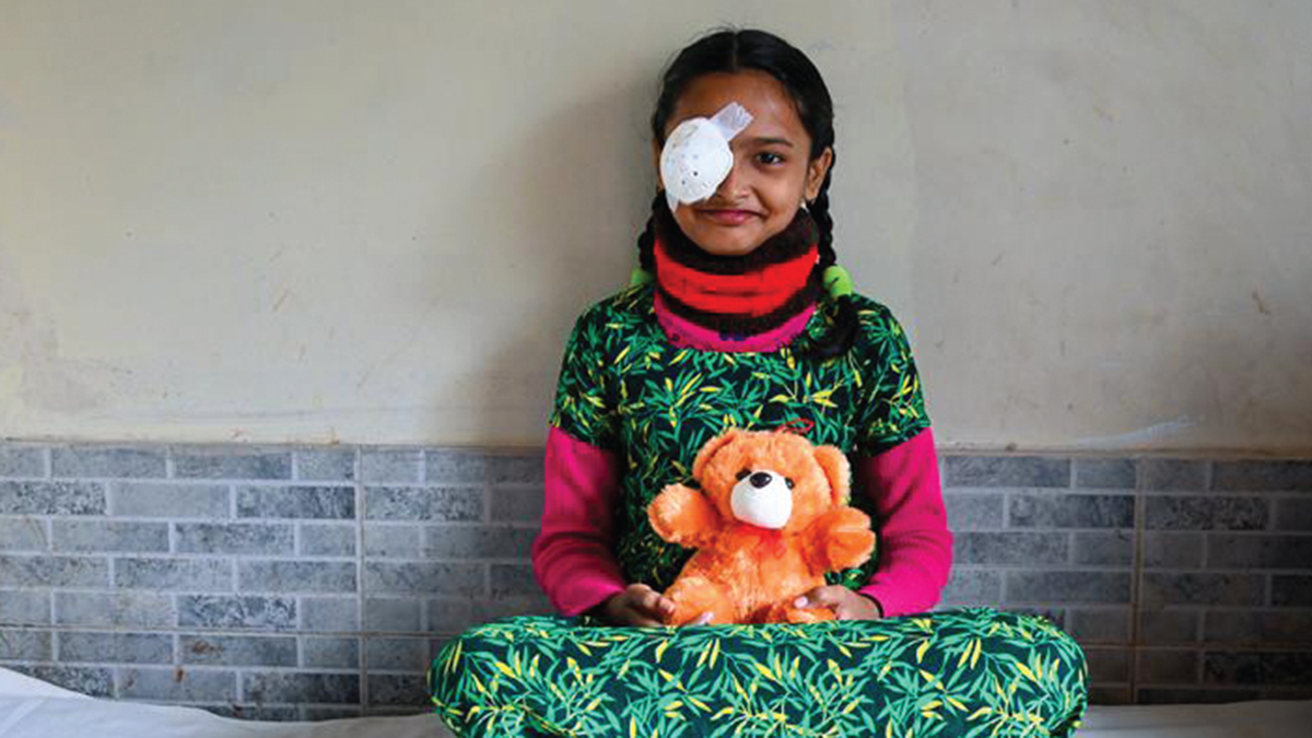 Mahfuza, Aged 11, Post Surgery at the Women-Led Green Green Vision Centre in Haimchar, Bangladesh