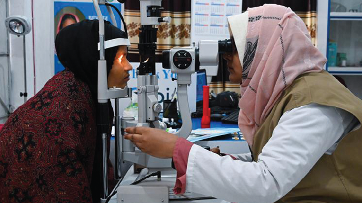 Smriti Undergoing a Screening at the Women-Led Vision Centre in Haimchar, Bangladesh